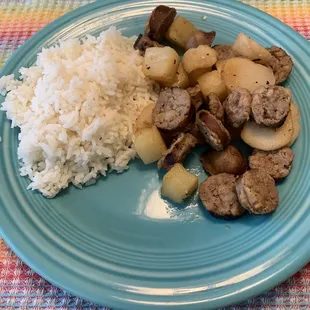 Dinner! Island style and I added pineapple and water chestnuts.  So tasty!!!