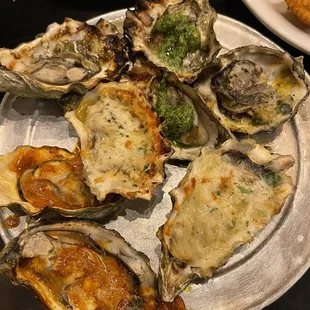 Assorted chargrilled oysters