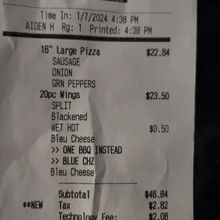 the price of the pizza