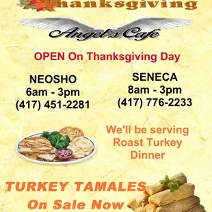 Open Thanksgiving day until 3pm to serve you, your family &amp; friends!