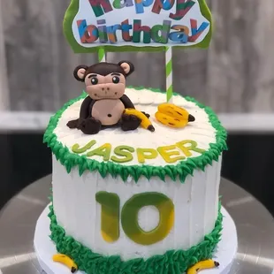 a monkey on a birthday cake