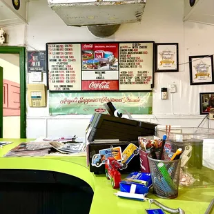 the interior of a diner