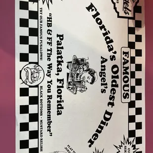 a menu for a fast food restaurant