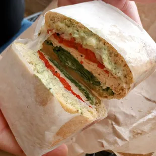 a sandwich cut in half