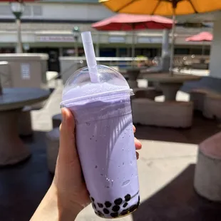 Ube Milkshake with Boba; so incredibly delicious
