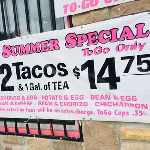 SUMMER SPECIAL! These ARE GOOD Tacos.