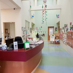 Front desk and display wall