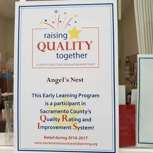 Angels nest uses QRI system to help measure your child's progress.