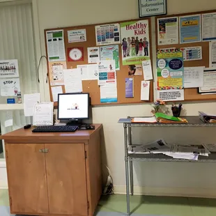 Check-in and payment computer. Parents Message board. Sign in folders for parents who prefer old school