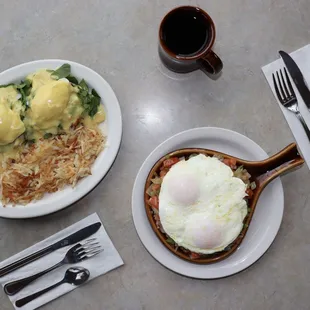 Breakfast for 2 EggsBenedict and Angel's skillet.