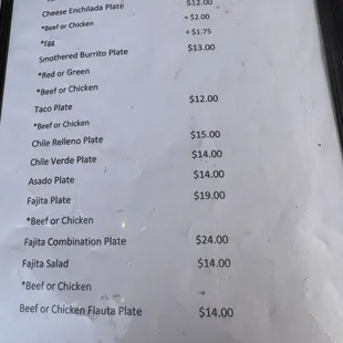 menu