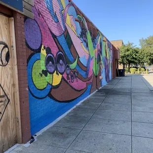 a mural on the side of a building