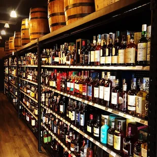 shelves of liquor