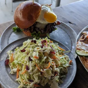 Brewlee burger with fried egg