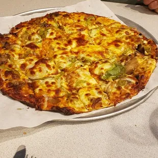 Medium thin crust pizza