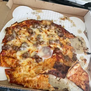 Medium pizza... already partially straightened out.