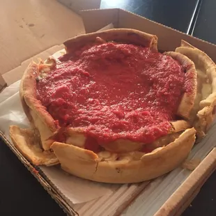 The Chicago style pizza takes an hour to bake but it's absolutely worth the wait!