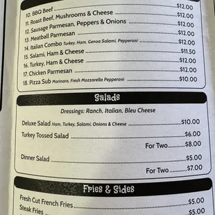 menu