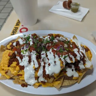 Al pastor nachos done right, with NACHO cheese!