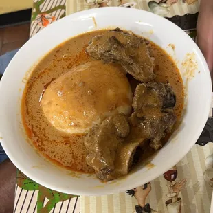 Rice ball peanut soup with goat