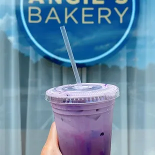 Iced ube latte