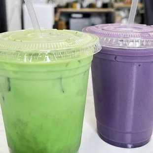 Matcha Pandan Iced Latte and Ube Iced Latte!