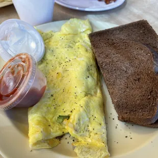 Omelette and toast