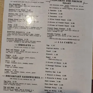 Menu - side a