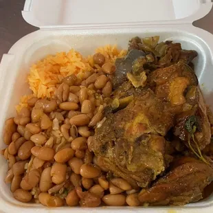 Dominican Chicken Rice and Pinto Beans