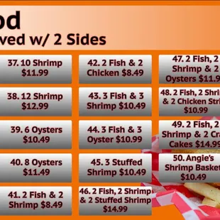 seafood menu