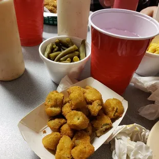 Ice cold green beans &amp; fried okra