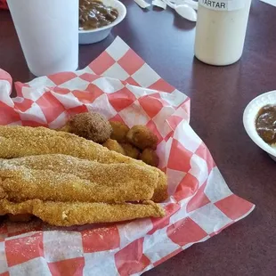 The 2 fish special with red beans and rice