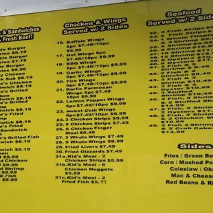 Drive Thru Menu