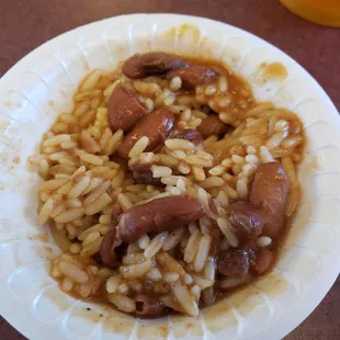 Red beans and rice were seasoned just right.
