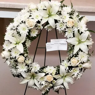 Classic White Wreath. $200.00
Let us commemorate those who have passed.