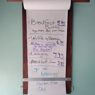 Daily Specials on the Specials Board