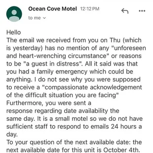 The worst customer service, this response was from their manager!