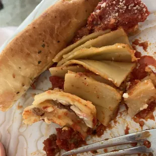 Is there a cheese shortage I haven't heard about? This is supposedly lasagna. I couldn't send it back because we carried out.