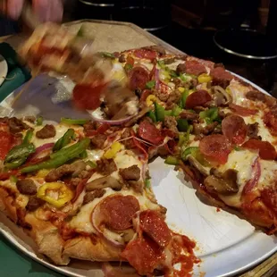 Well I think I had one of the best pizza's I've had in a long time from Angie's in Barberton .... pretty good the pic says it all