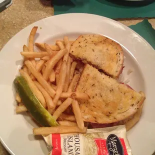 Reuben with fries.