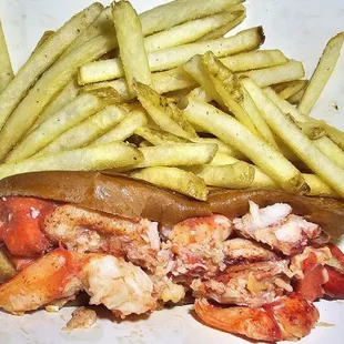 The #1 Combo. Warm Lobster roll with fries and a drink. Not bad for $9.99!