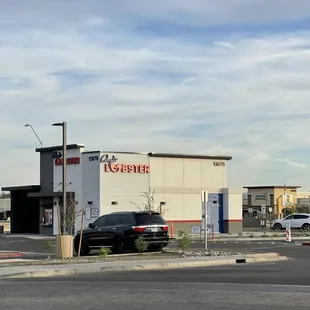 a car parked in front of a store