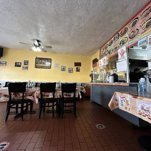 tables and chairs in a restaurant