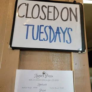 Closed on Tuesday