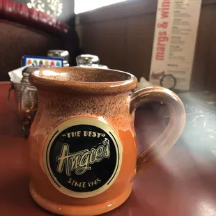 a coffee mug on a table