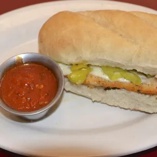 My favorite lunch at Angie's Restaurant is the chicken parmesan sandwich.  YUM!