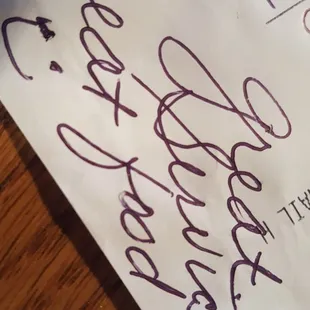 A note from a happy customer