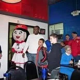 a mascot in a restaurant