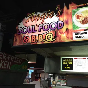 a sign for the restaurant