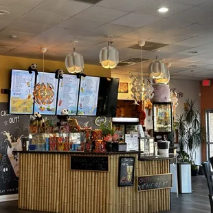 the inside of a restaurant